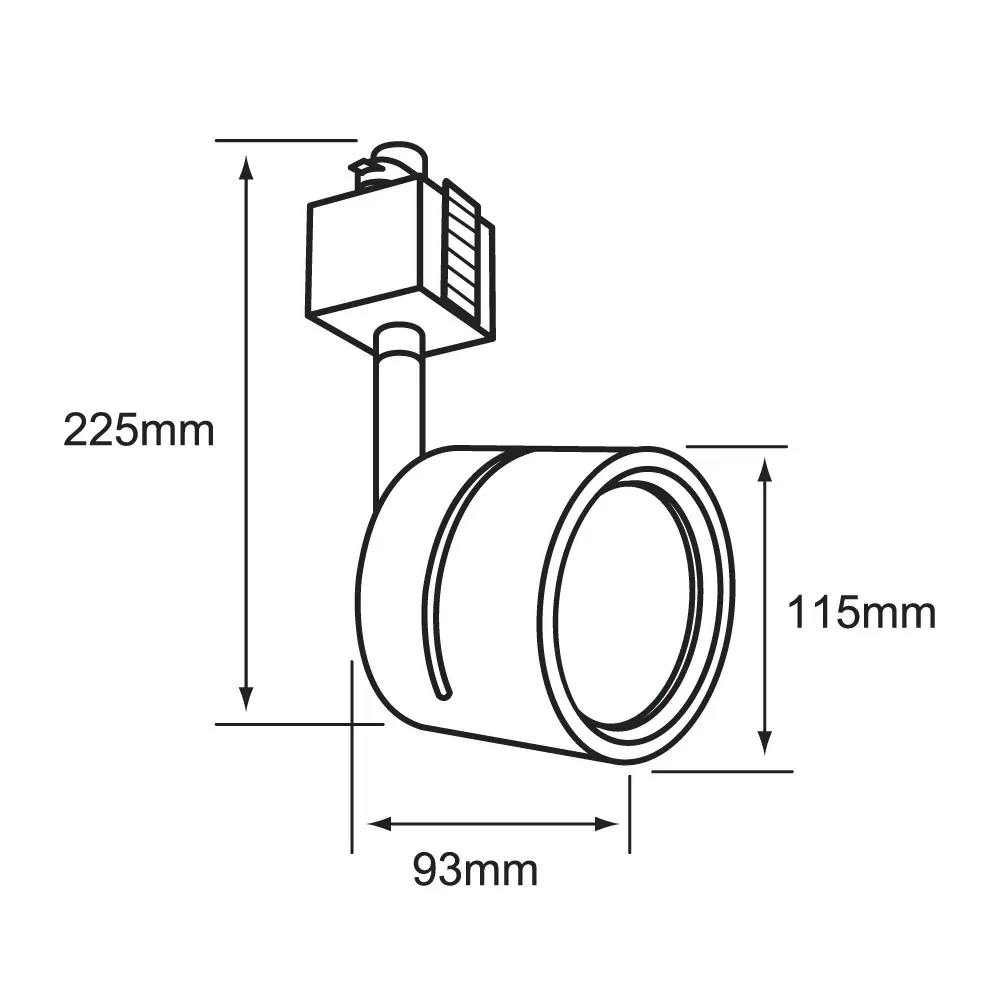 LAMPARA SPOT DE RIEL DIRIGIBLE POTENCIA MAX. 60 W BASE G53 FOCO AR111 NO INCLUIDO 60YS390MVB TECNOLITE