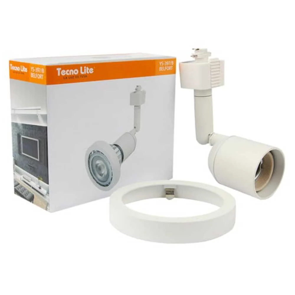 LAMPARA SPOT DE RIEL DIRIGIBLE POTENCIA MAX. 75 W BASE E27 INTERIORES NO INCLUYE FOCO 75YS397MVB TECNOLITE