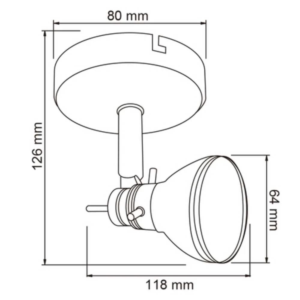LAMPARA SPOT DE SOBREPONER DIRIGIBLE POTENCIA MAX. 50 W 1 BASE GU10 NO INCLUYE FOCO 60LVC901MVS TECNOLITE