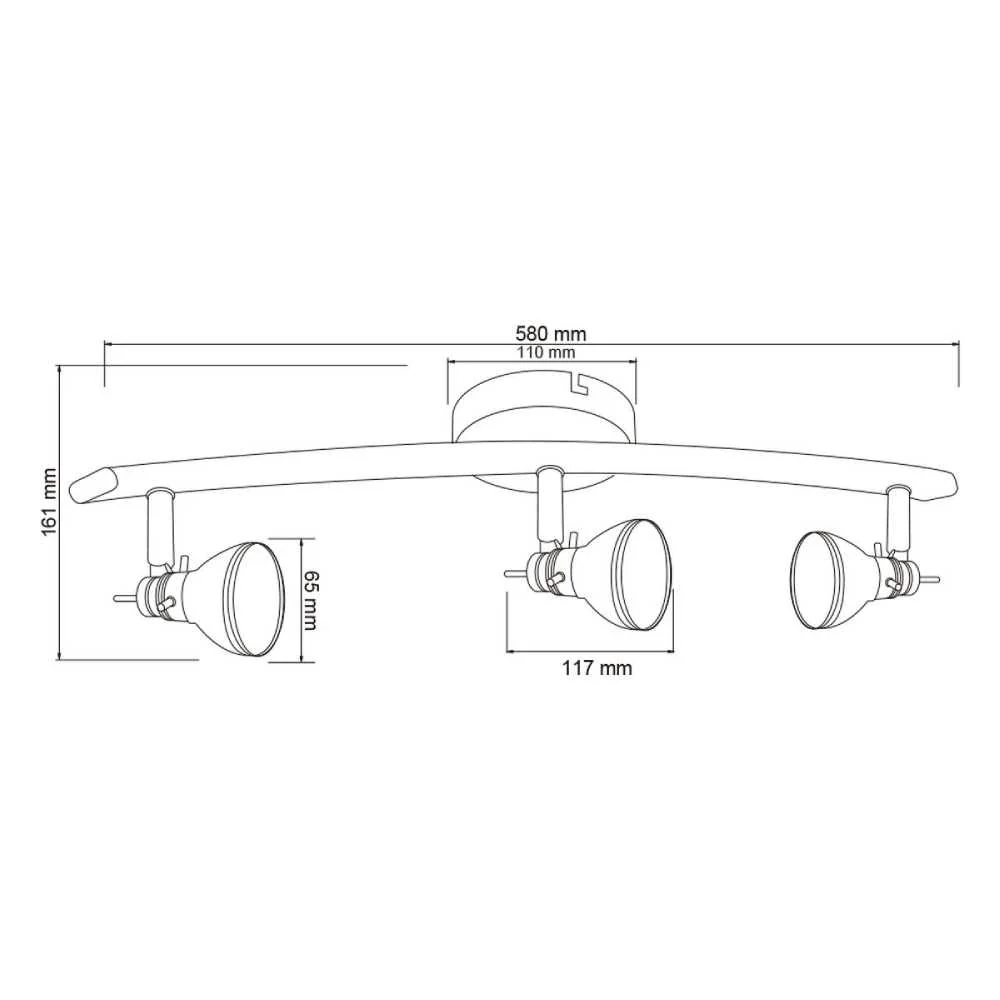 LAMPARA SPOT DE SOBREPONER DIRIGIBLE POTENCIA MAX. 150 W 3 BASES GU10 NO INCLUYE FOCOS 180LVR903MVS *** OFRECER 180LVR603M...