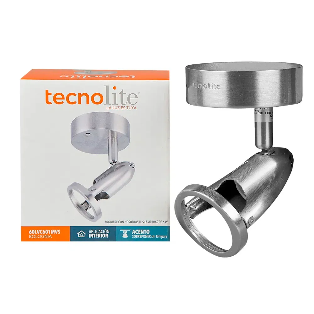 LAMPARA SPOT DE SOBREPONER DIRIGIBLE POTENCIA MAX. 50 W BASE GU10 NO INCLUYE FOCO TECNOLITE