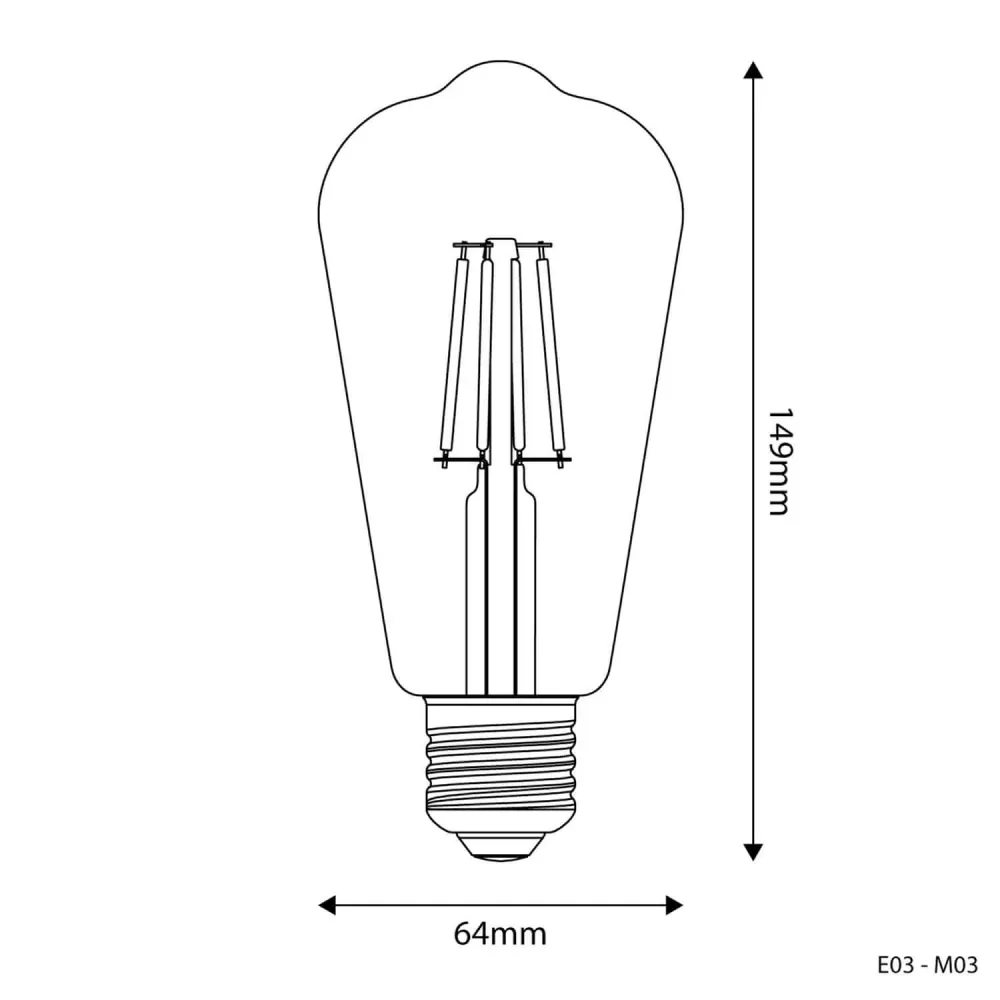 Transparante LED Lichtbron Edison ST64 4W 470Lm E27 2700K - E03