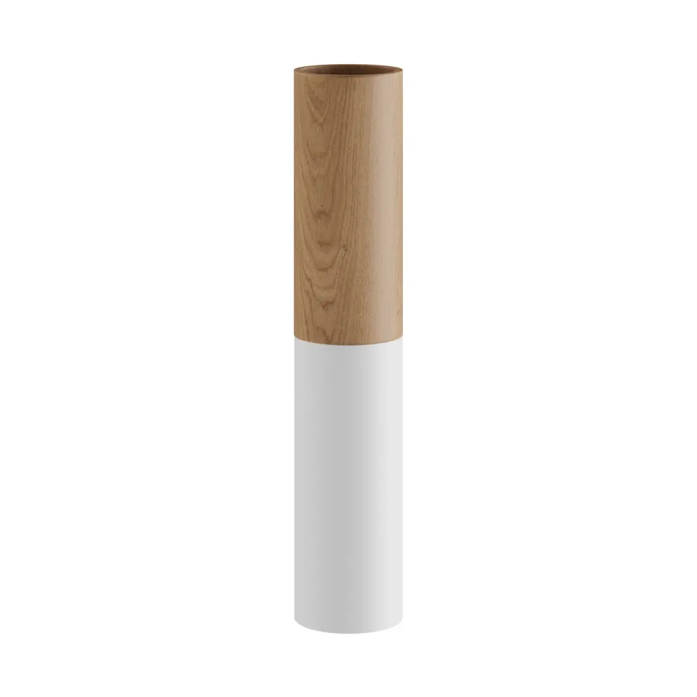 Tub-E14, houten en metalen buis voor spot met fitting met dubbele ring E14 - Neutraal en mat wit