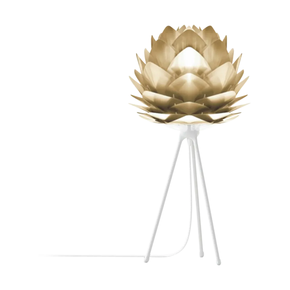Umage Silvia Mini tafellamp brushed brass - met tripod wit - Ø 32 cm