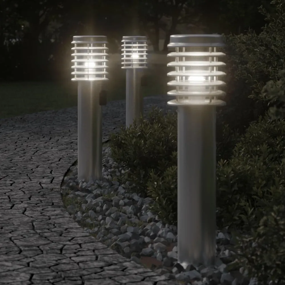 Buitenvloerlamp met stopcontact 60 cm roestvrijstaal zilver vidaXL