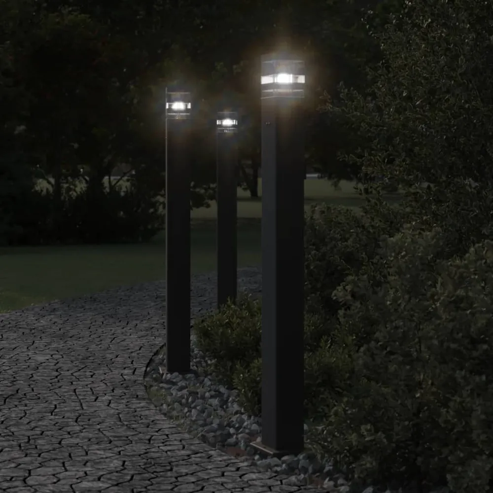 Buitenvloerlampen 3 st met stopcontact 110 cm aluminium zwart vidaXL