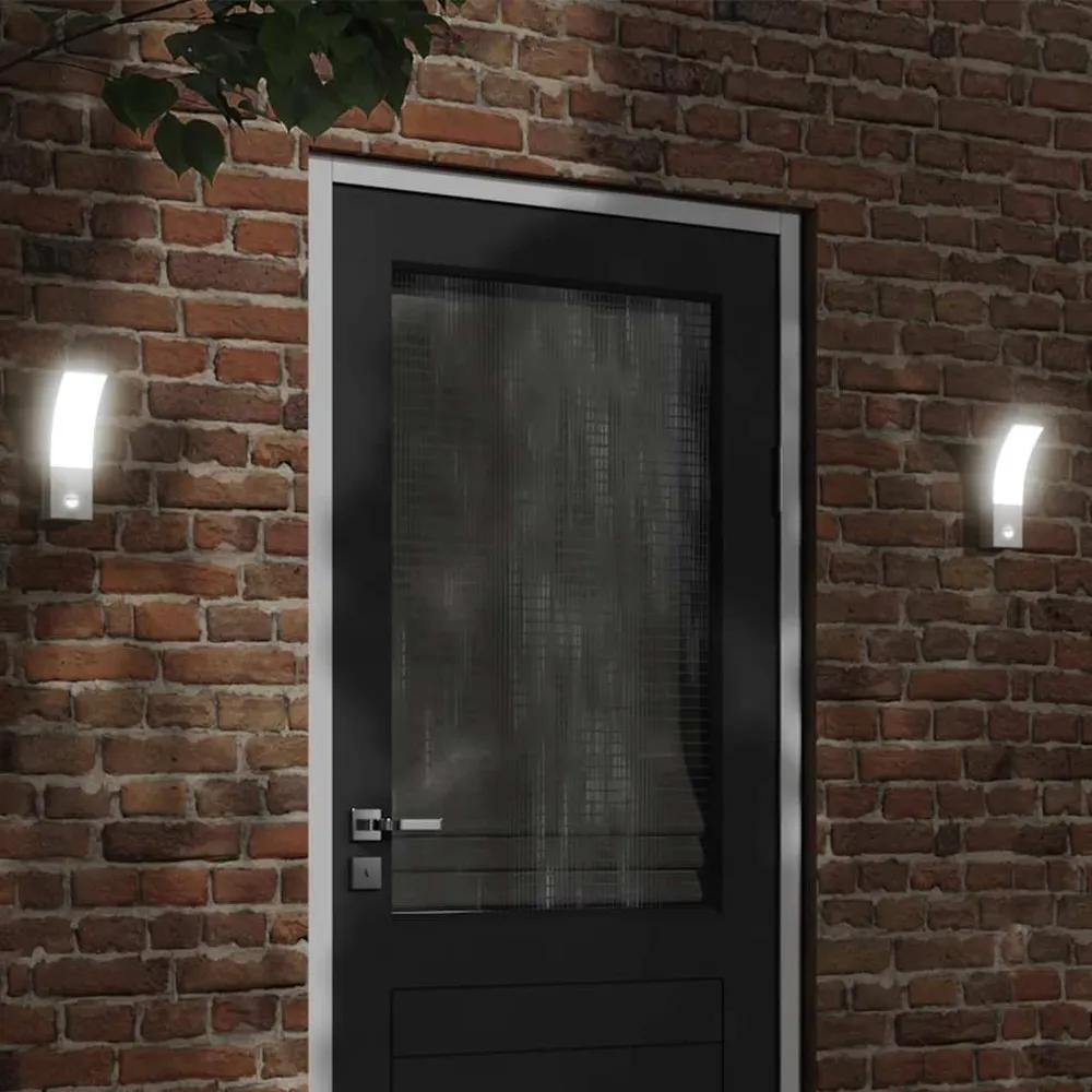 Buitenwandlamp LED met sensors gegoten aluminium wit vidaXL