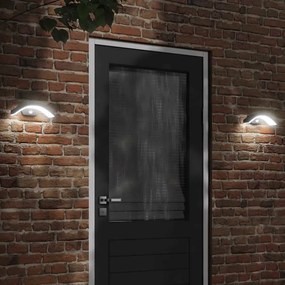 Buitenwandlamp LED met sensors gegoten aluminium zwart vidaXL