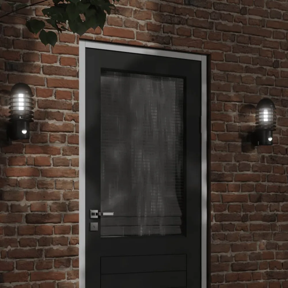 Buitenwandlamp met sensor roestvrij staal zwart vidaXL