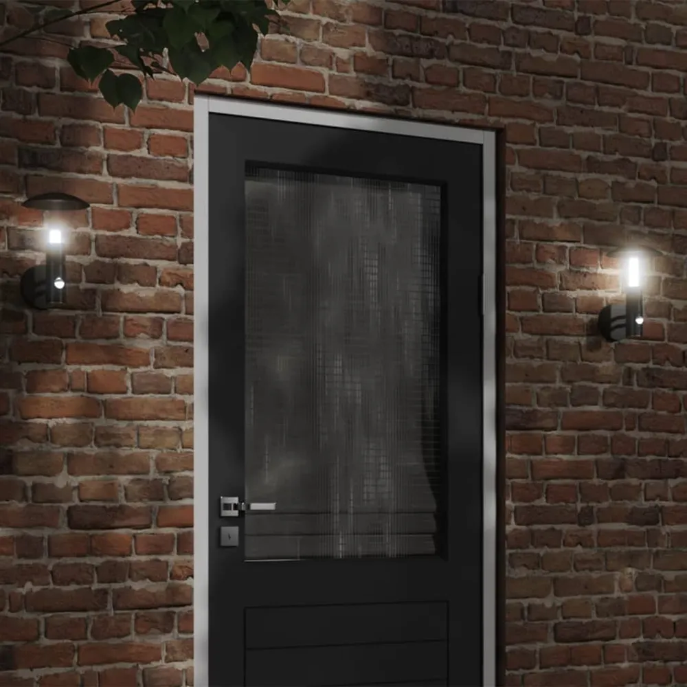 Buitenwandlamp met sensor roestvrij staal zwart vidaXL