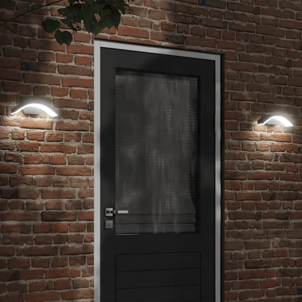 Buitenwandlampen 2 st LED gegoten aluminium zwart vidaXL