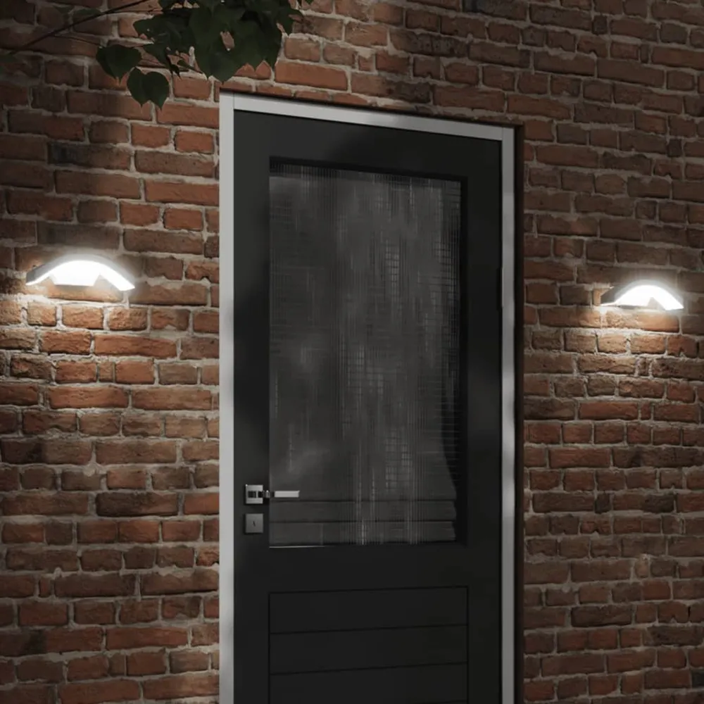 Buitenwandlampen 2 st LED met sensors gegoten aluminium wit vidaXL