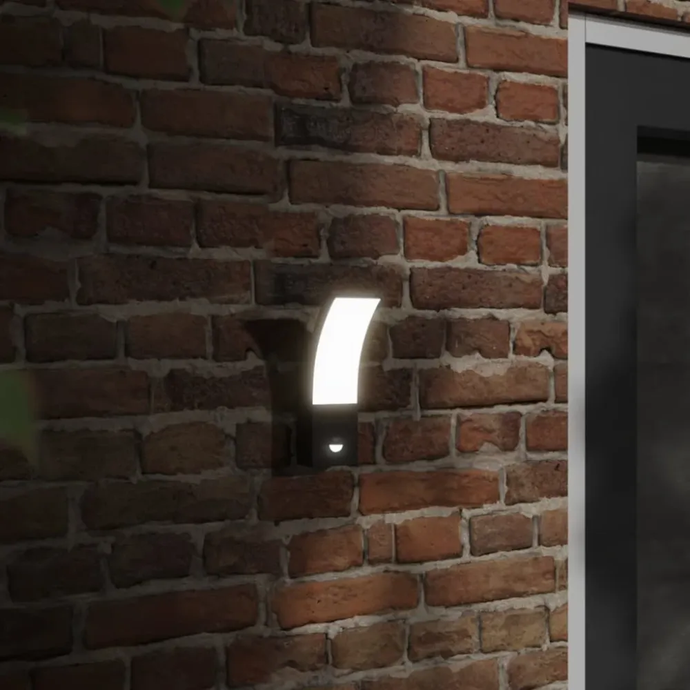 Buitenwandlampen 2 st LED met sensors gegoten aluminium zwart vidaXL