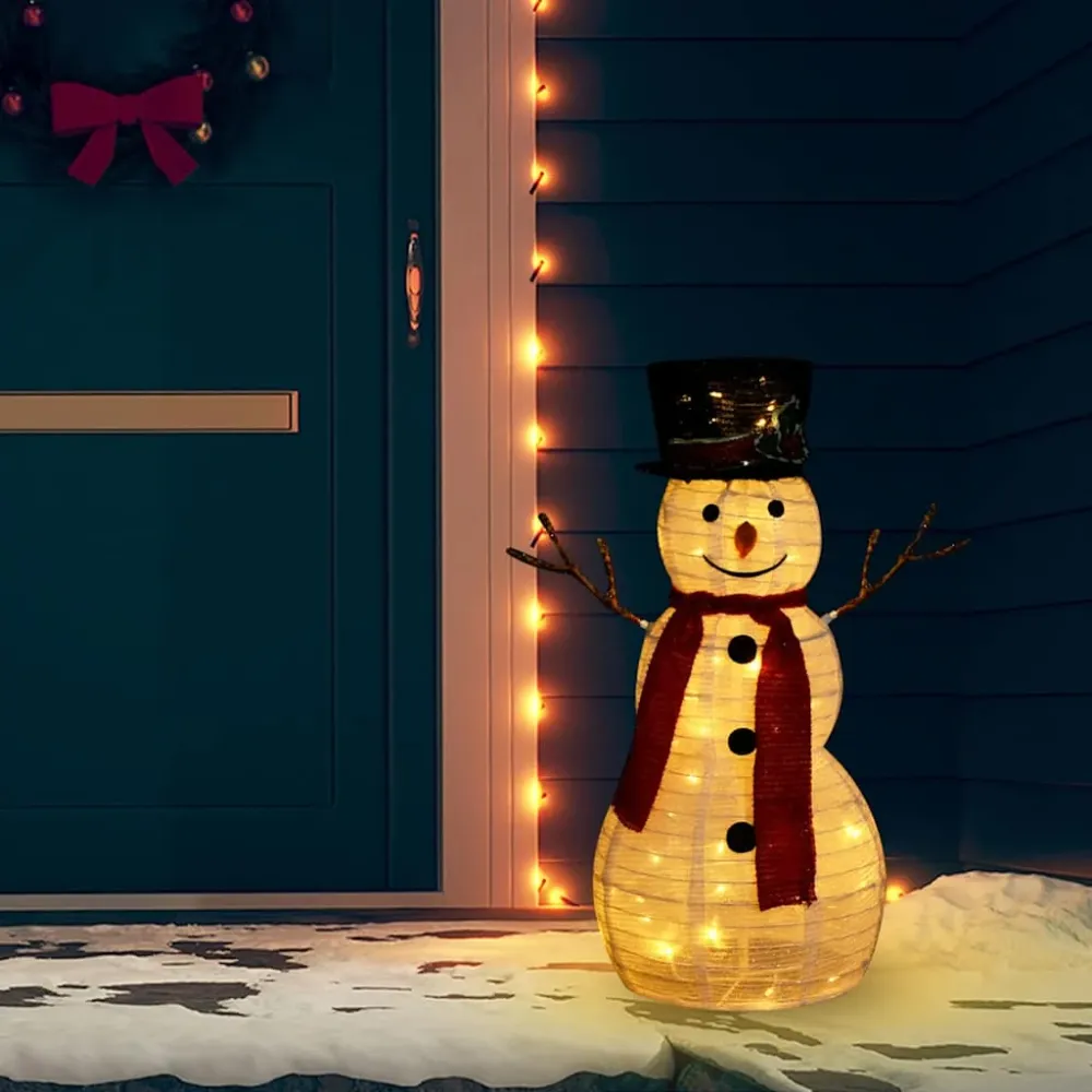 Decoratieve sneeuwpop LED 60 cm luxe stof vidaXL