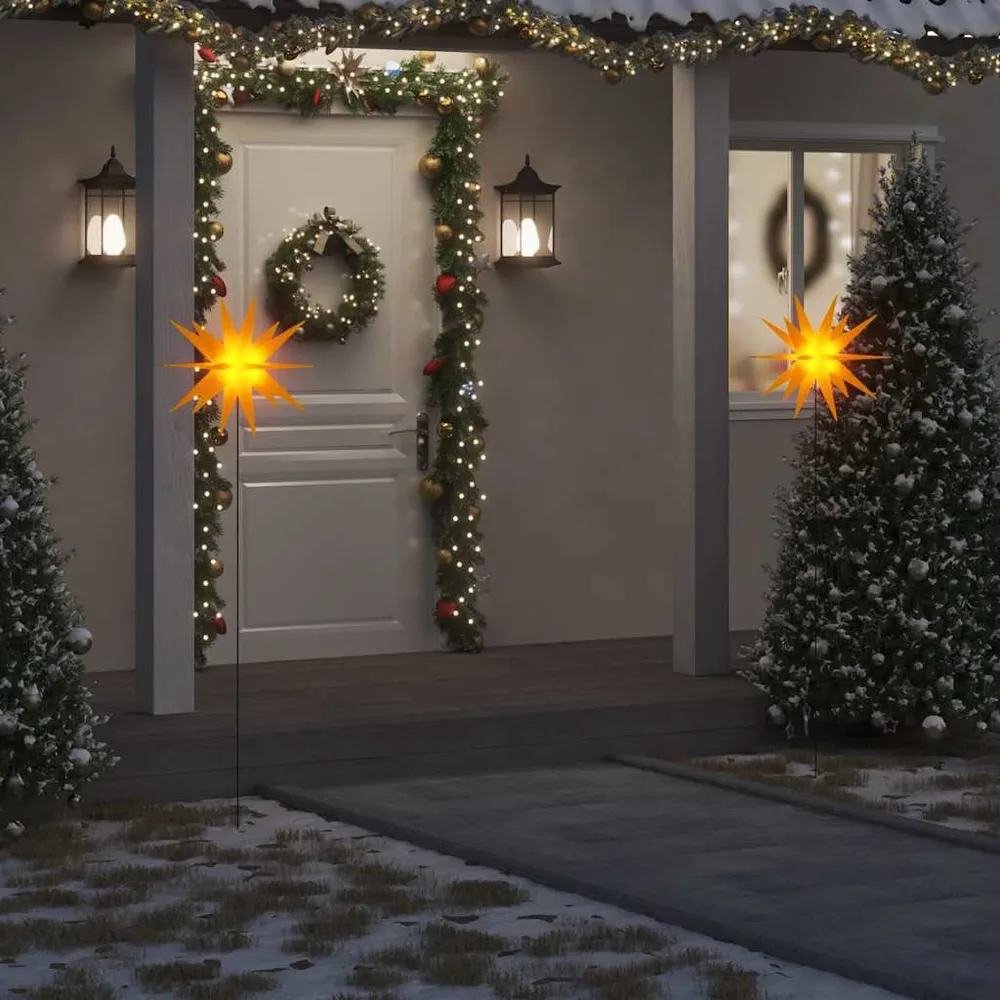Kerstlamp met grondpin en LED inklapbaar 57 cm geel vidaXL