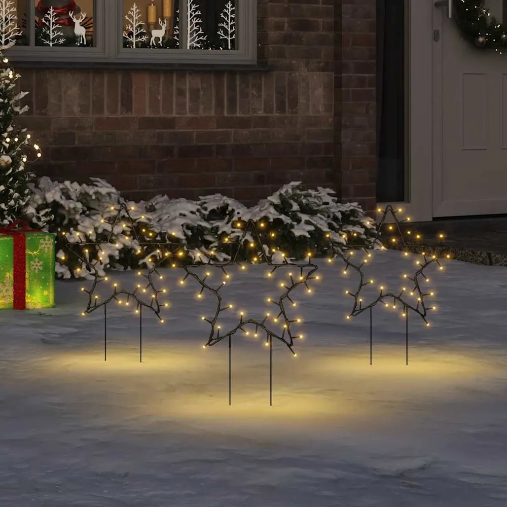 Kerstverlichting ster 3 st met grondpinnen 50 LED's 29 cm vidaXL