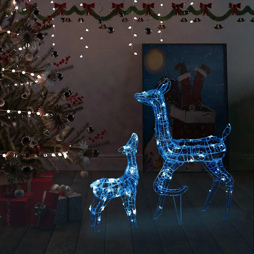 Kerstversiering rendierfamilie 160 LED's blauw acryl vidaXL
