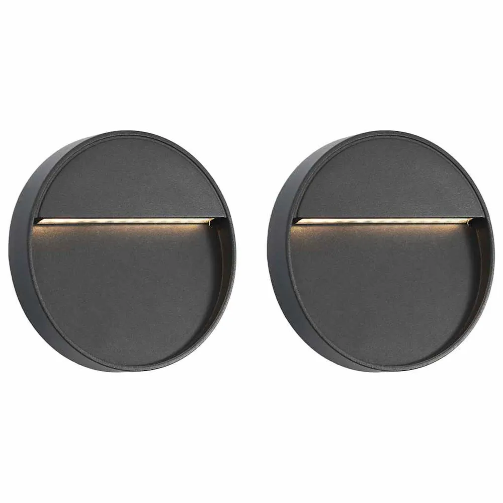 LED-buitenwandlampen 2 st 3 W rond zwart vidaXL