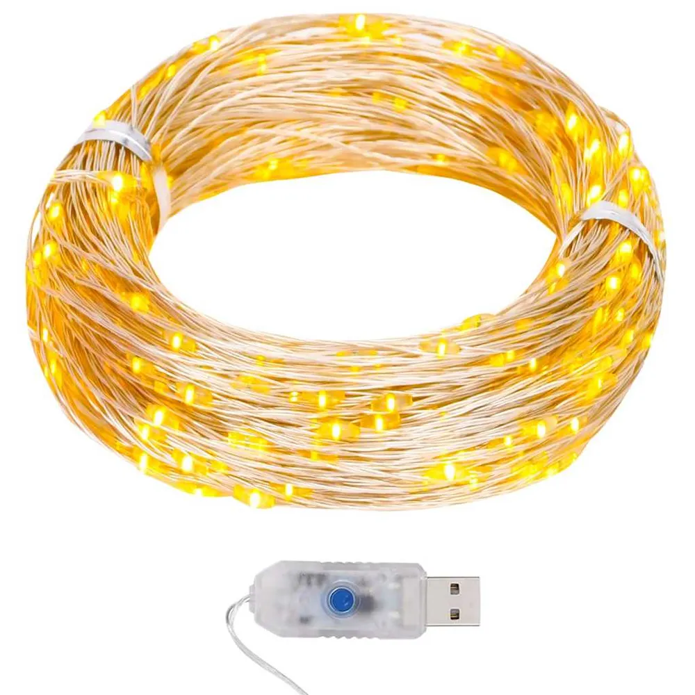 Lichtsnoer met 400 microLED's warmwit 8 functies 40 m vidaXL