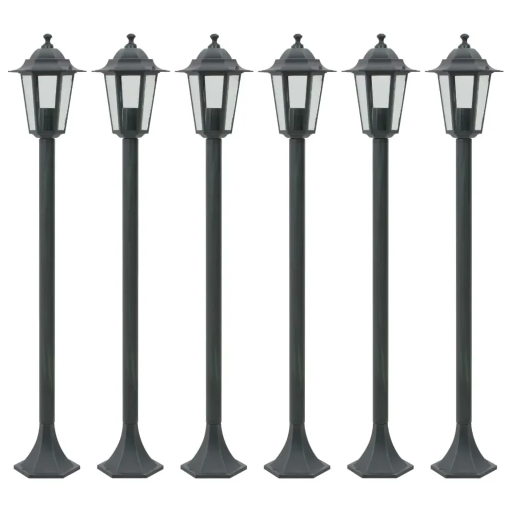 Paalverlichting voor tuin E27 110 cm aluminium donkergroen 6 st vidaXL