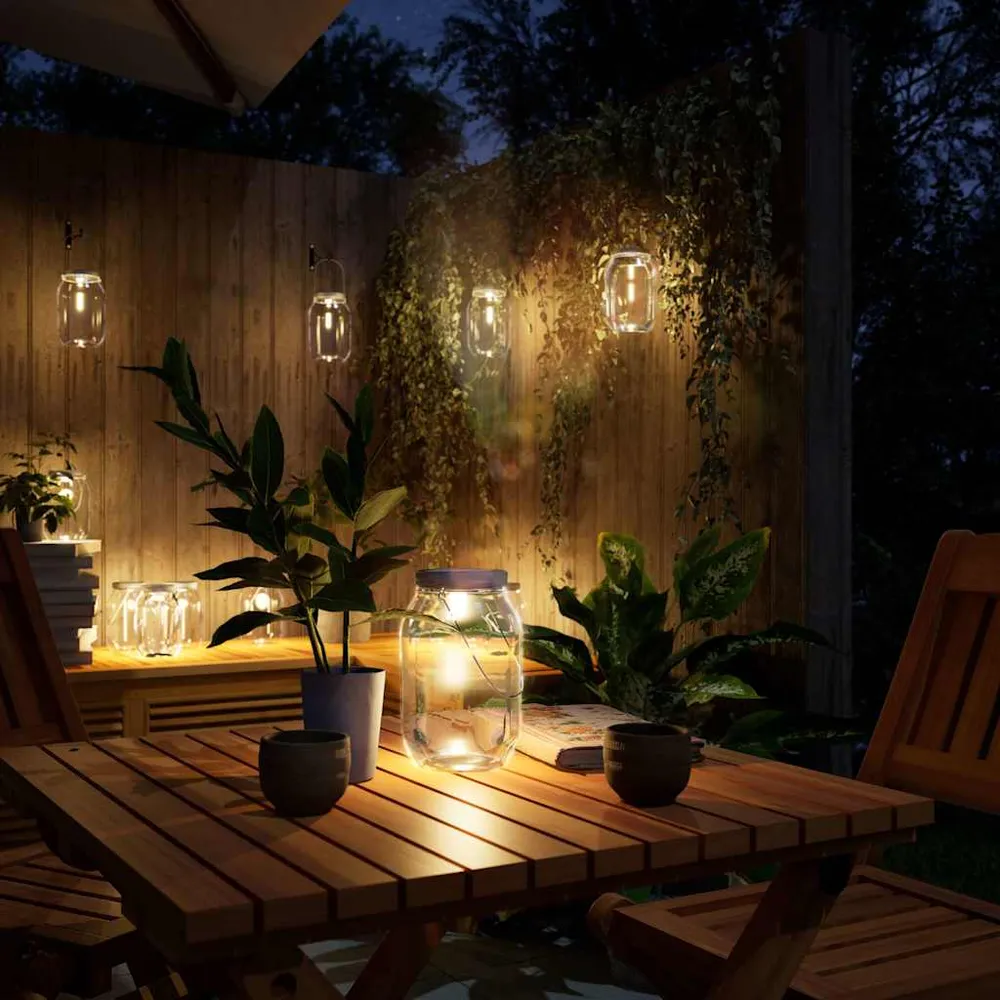 Tuinlantaarns 12 st glas warmwit vidaXL