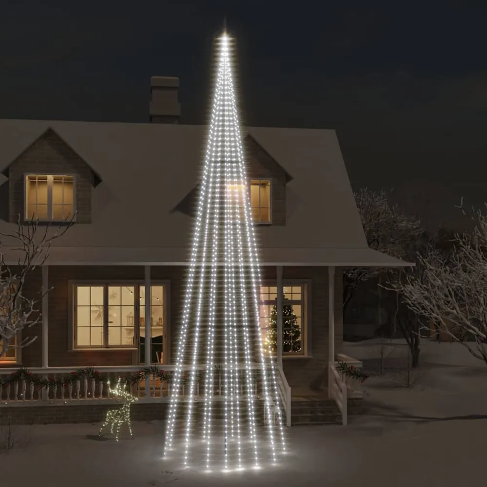 Vlaggenmast kerstboom 1134 LED's koudwit 800 cm vidaXL