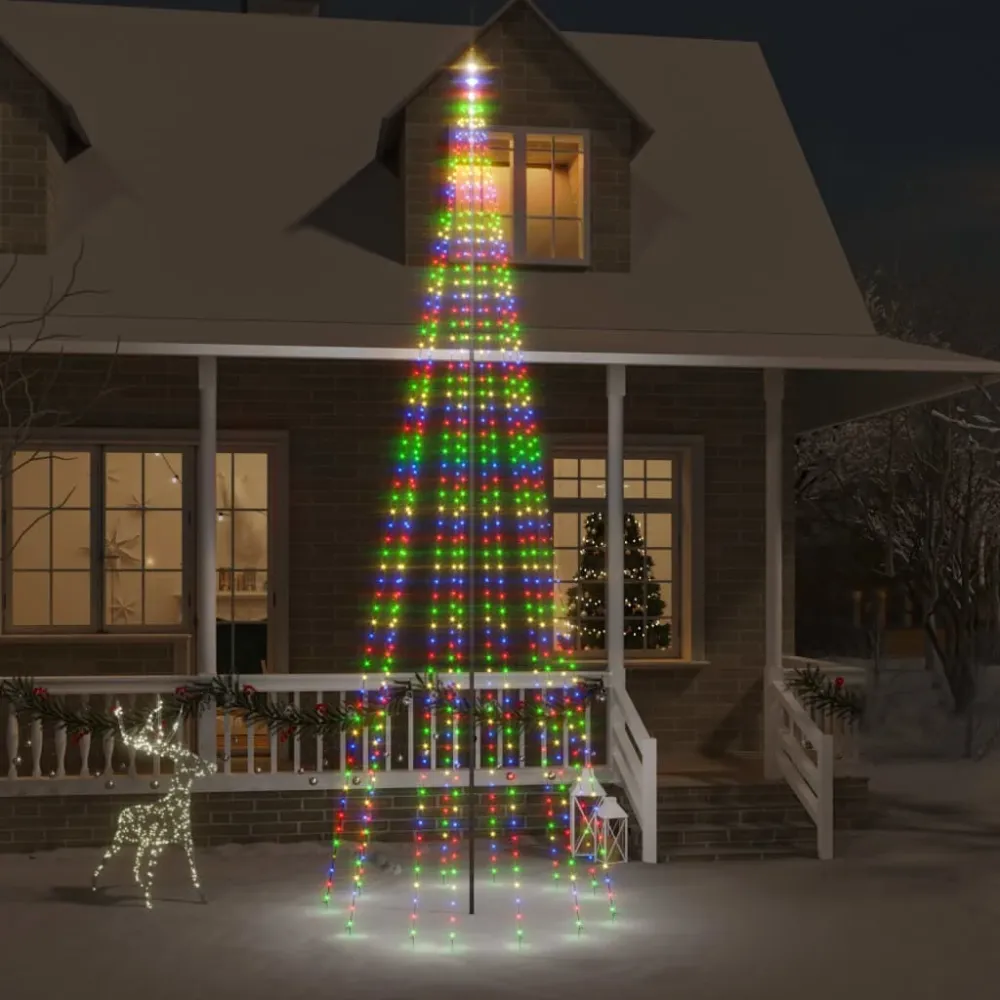 Vlaggenmast kerstboom 732 LED's meerkleurig 500 cm vidaXL