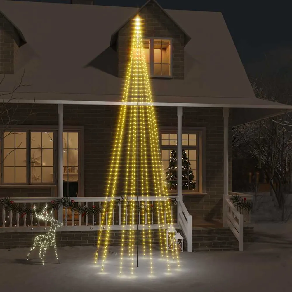 Vlaggenmast kerstboom 732 LED's warmwit 500 cm vidaXL