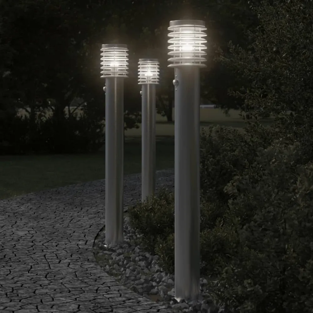 Vloerlamp voor buiten met sensor 110 cm roestvrijstaal zilver vidaXL