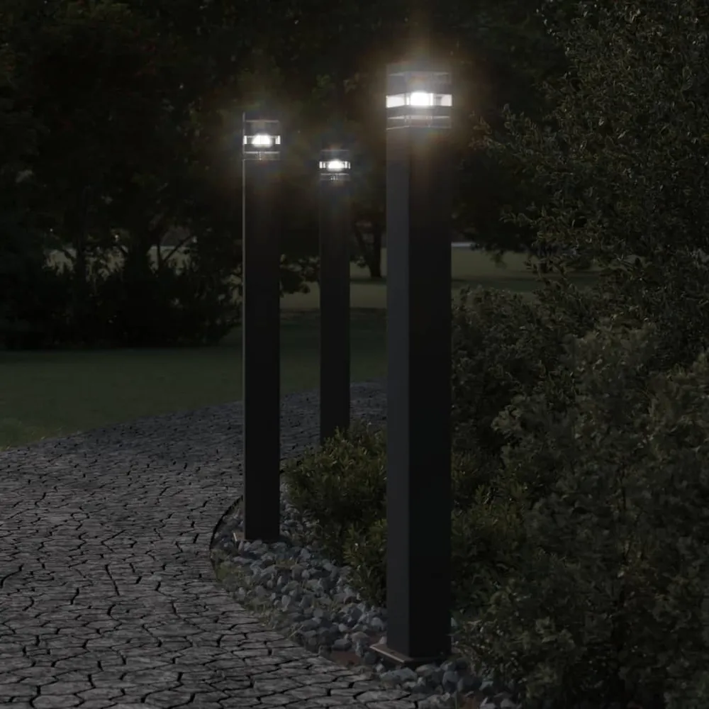 Vloerlamp voor buiten met sensor 110 cm aluminium zwart vidaXL