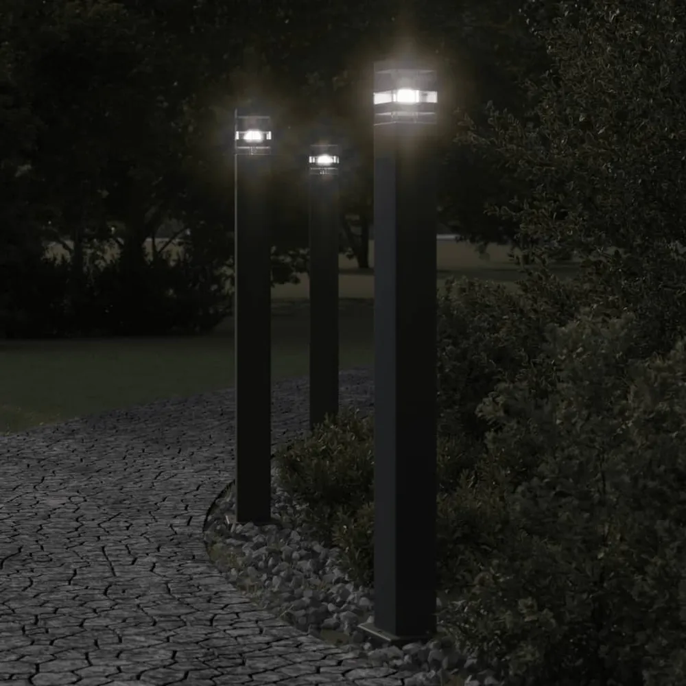 Vloerlampen voor buiten 3 st 110 cm aluminium zwart vidaXL
