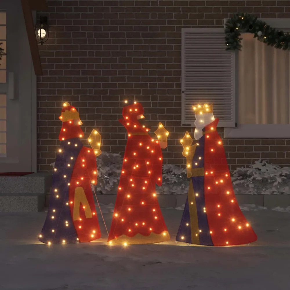 3 Wijze Mannen Kerstverlichting 3 pcs Warmwit 105 cm Stof vidaXL