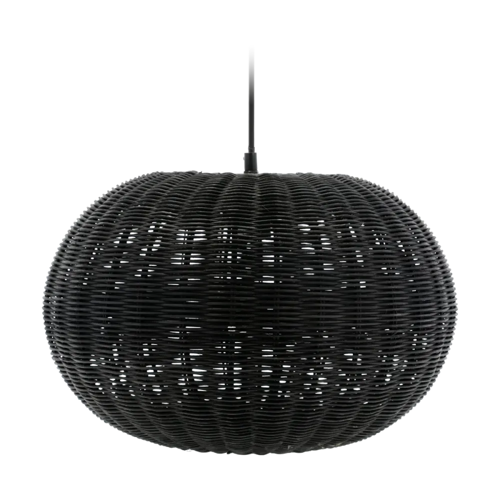 Villa Collection Werna rattan hanglamp zwart - 40,5 x 25 cm