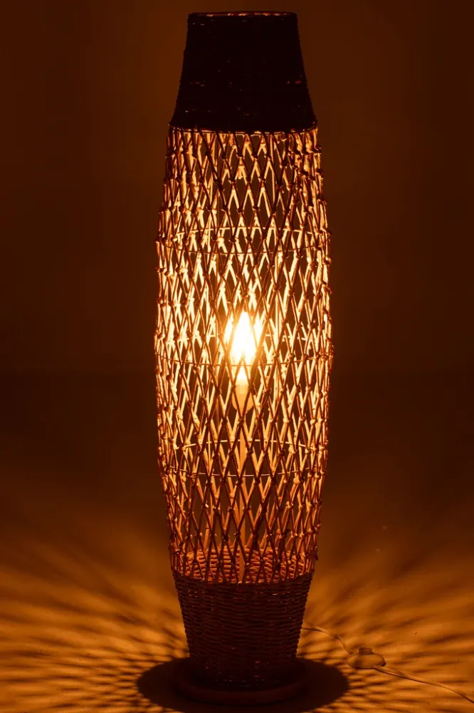 Vloerlamp Gevlochten Metaal Donker Natuurlijk