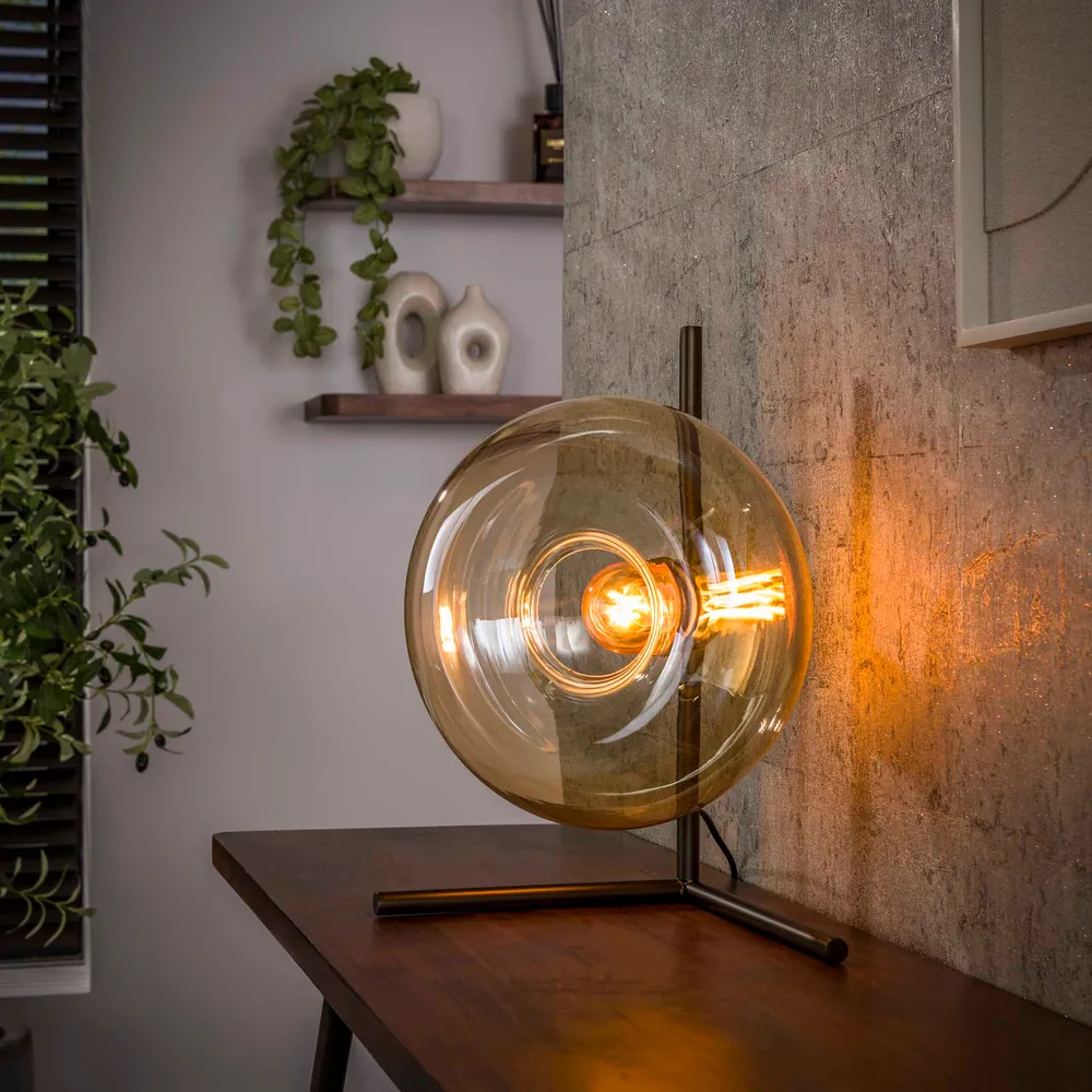 Tafellamp Donut - 1-lichts - Amberkleurig - Glas Vloerlampen