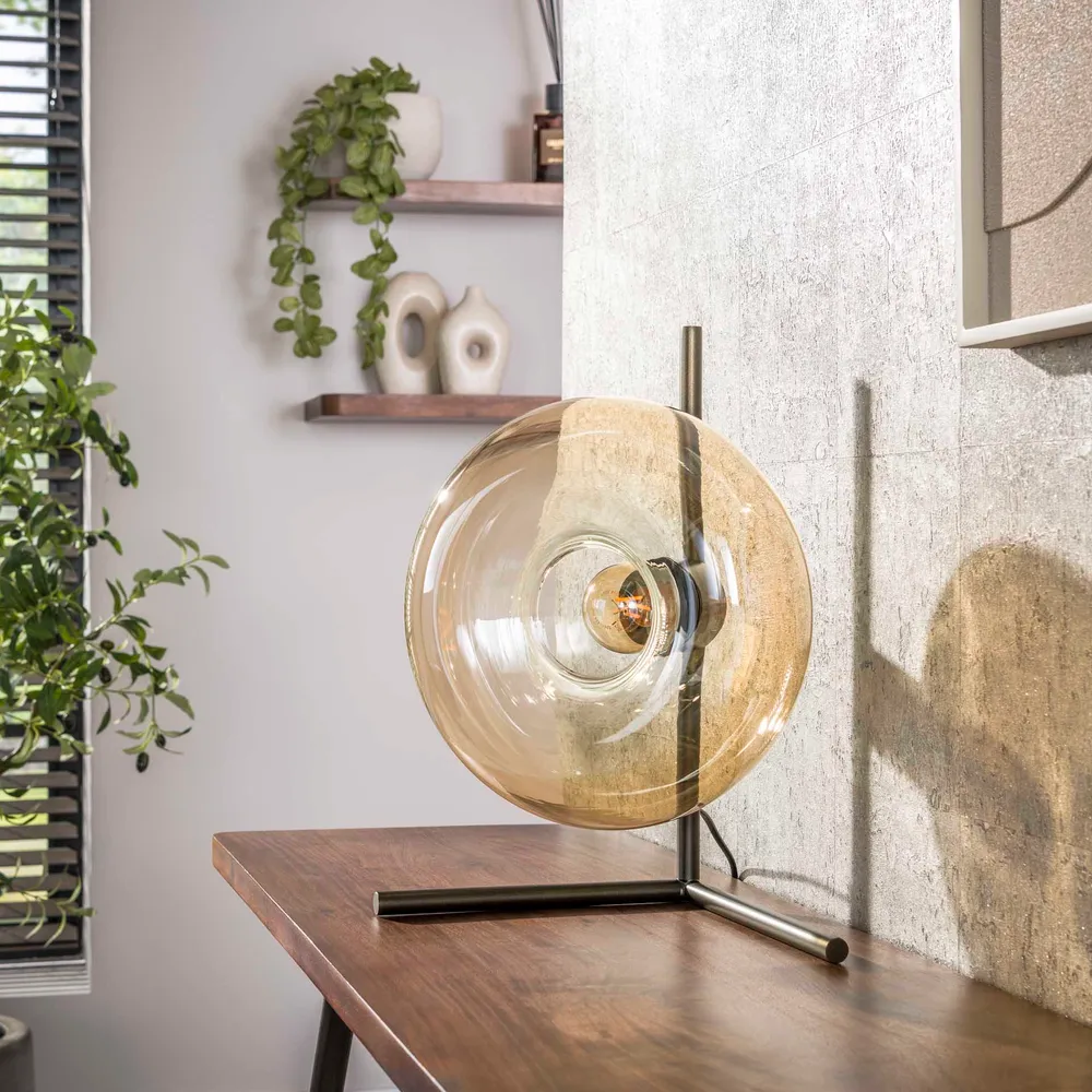 Tafellamp Donut - 1-lichts - Amberkleurig - Glas Vloerlampen