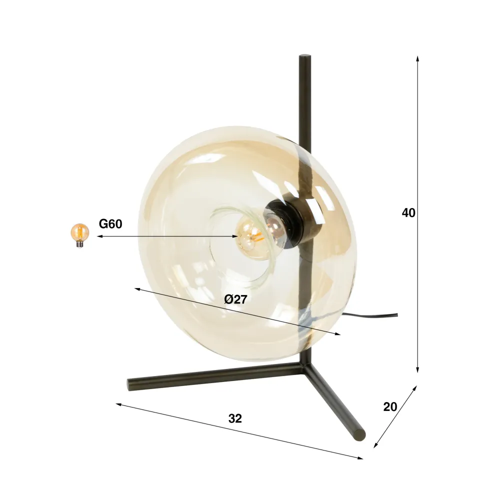 Tafellamp Donut - 1-lichts - Amberkleurig - Glas Vloerlampen