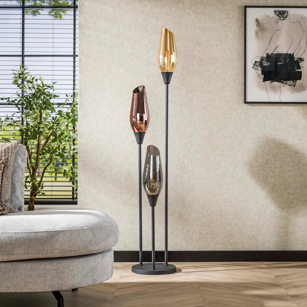 Vloerlamp Alune - 3-lichts - Mix - Glas - 168 cm Vloerlampen