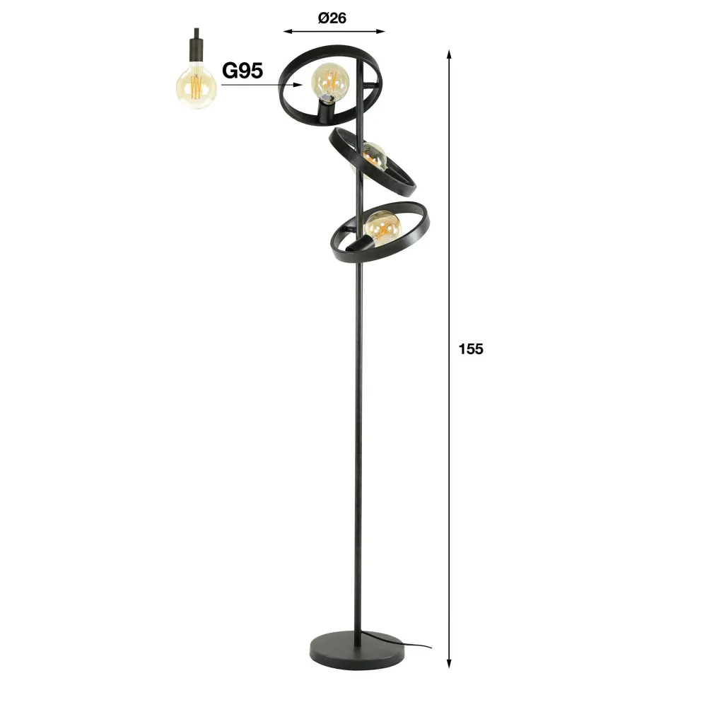 Vloerlamp Amara - Antraciet - Metaal - 155 cm Vloerlampen