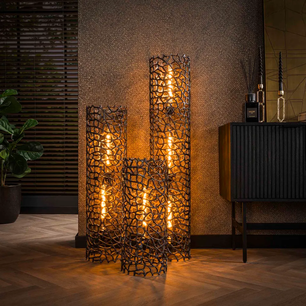 Vloerlamp Blaze - Zwart Nikkel - Metaal - 122 cm Vloerlampen