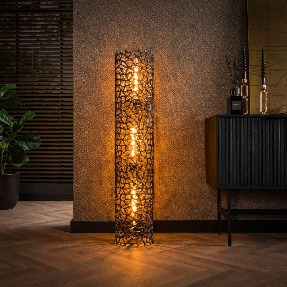 Vloerlamp Blaze - Zwart Nikkel - Metaal - 122 cm Vloerlampen