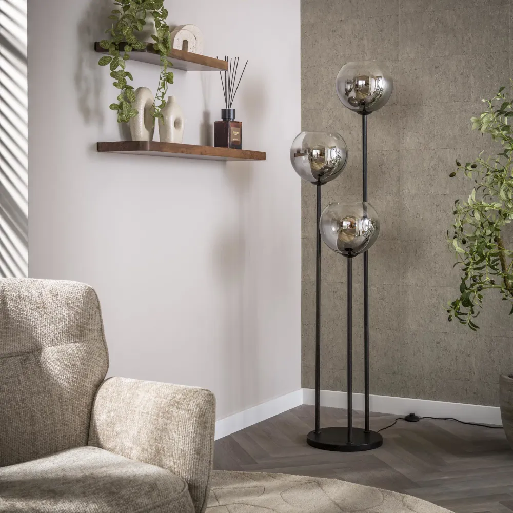 Vloerlamp Bollo - Chroom - Glas - 162 cm Vloerlampen