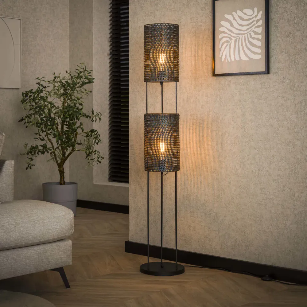 Vloerlamp Dash - Zwart/Bruin - Metaal Vloerlampen