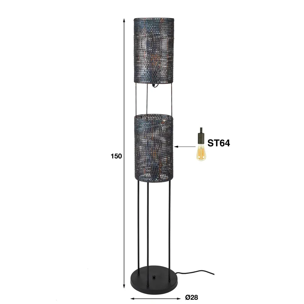 Vloerlamp Dash - Zwart/Bruin - Metaal Vloerlampen
