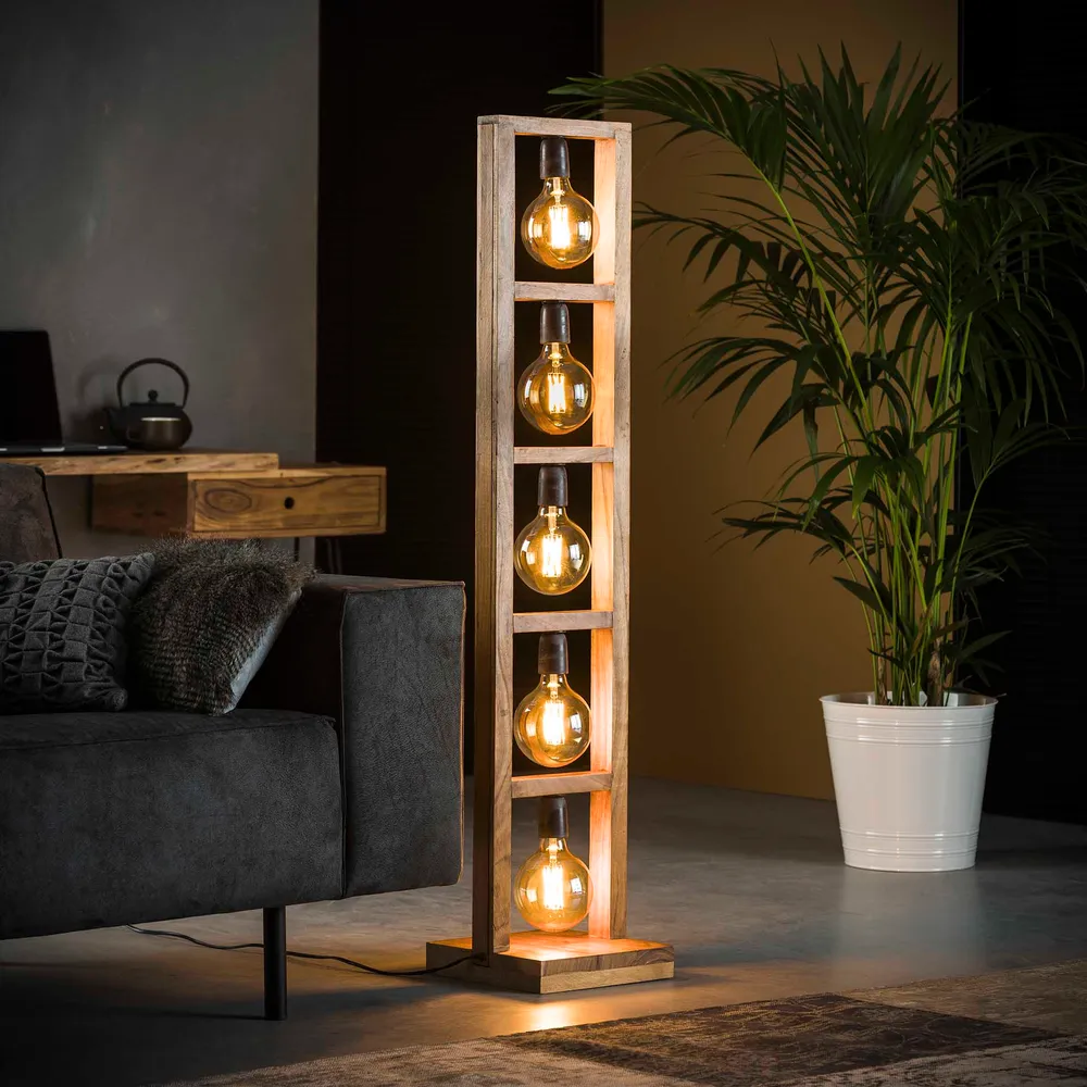 Vloerlamp Derek - Bruin - Acaciahout Vloerlampen