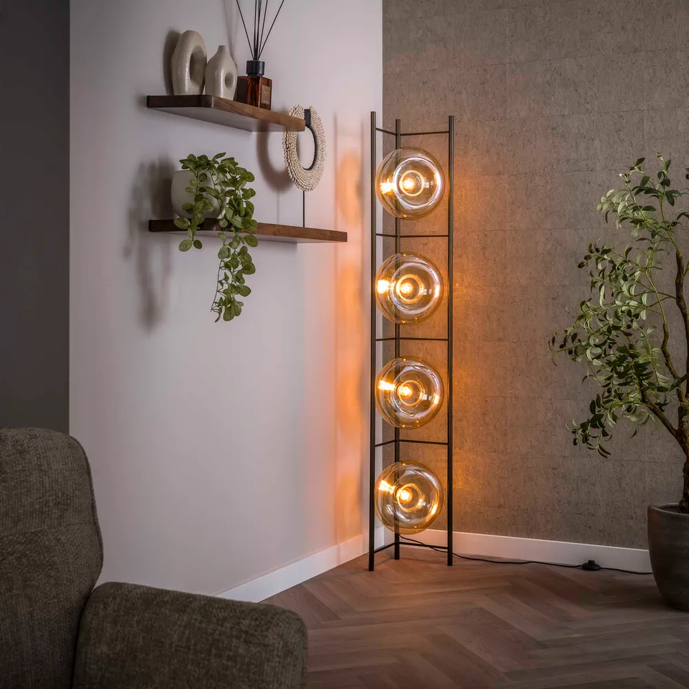Vloerlamp Donut - Amberkleurig - Glas - 168 cm Vloerlampen