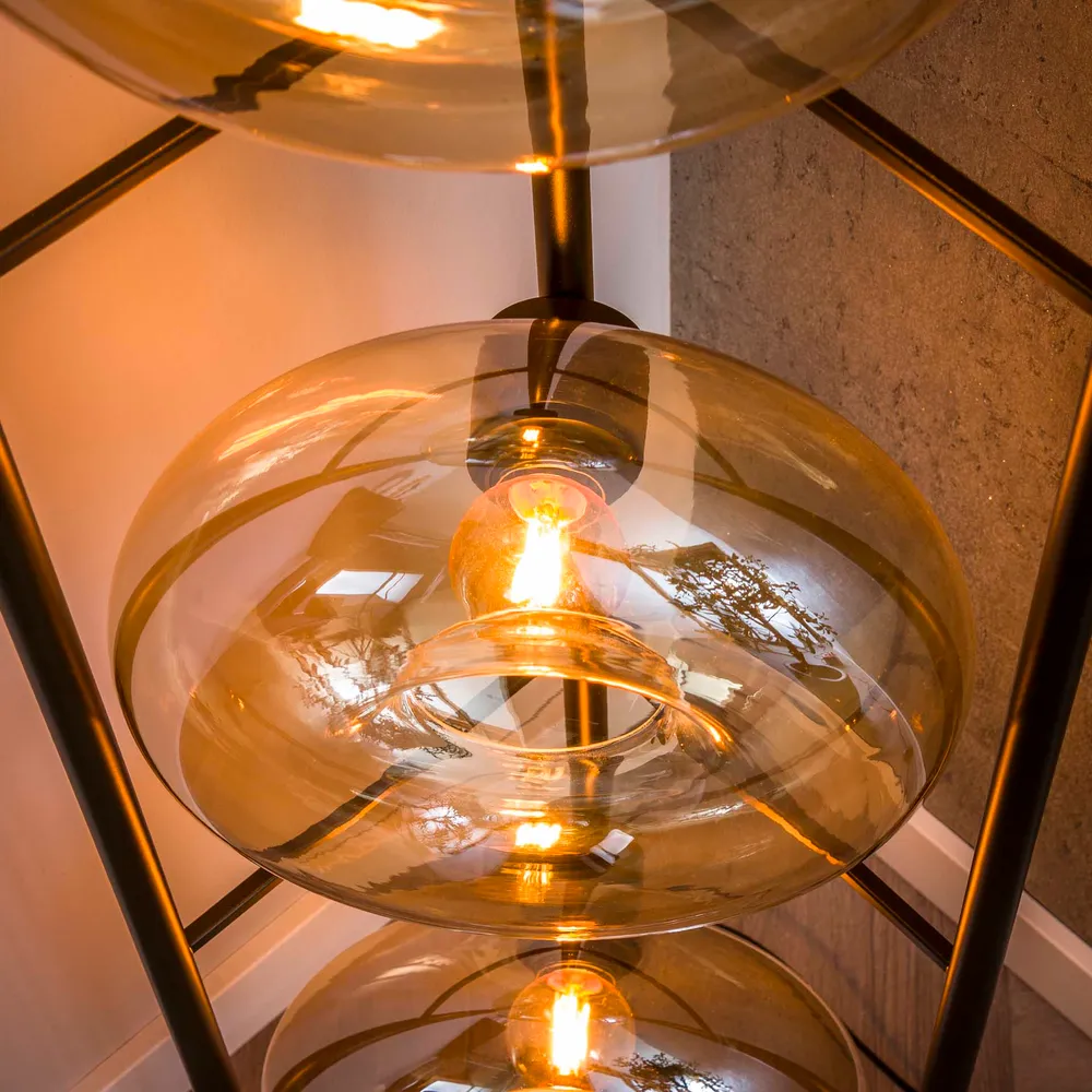 Vloerlamp Donut - Amberkleurig - Glas - 168 cm Vloerlampen