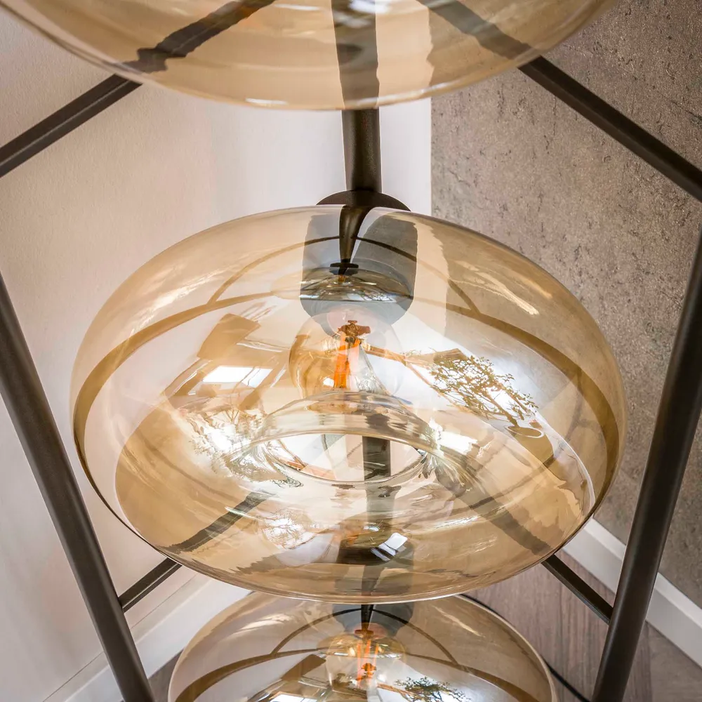 Vloerlamp Donut - Amberkleurig - Glas - 168 cm Vloerlampen
