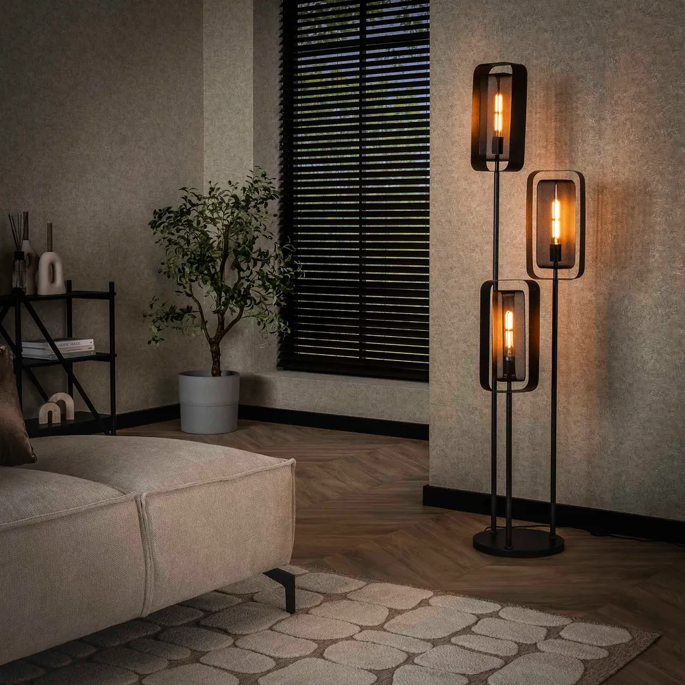 Vloerlamp Flame - Zwart - Mesh Vloerlampen