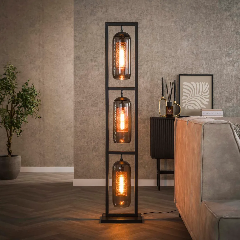 Vloerlamp Glade - 3-lichts - Zwart - Metaal Vloerlampen